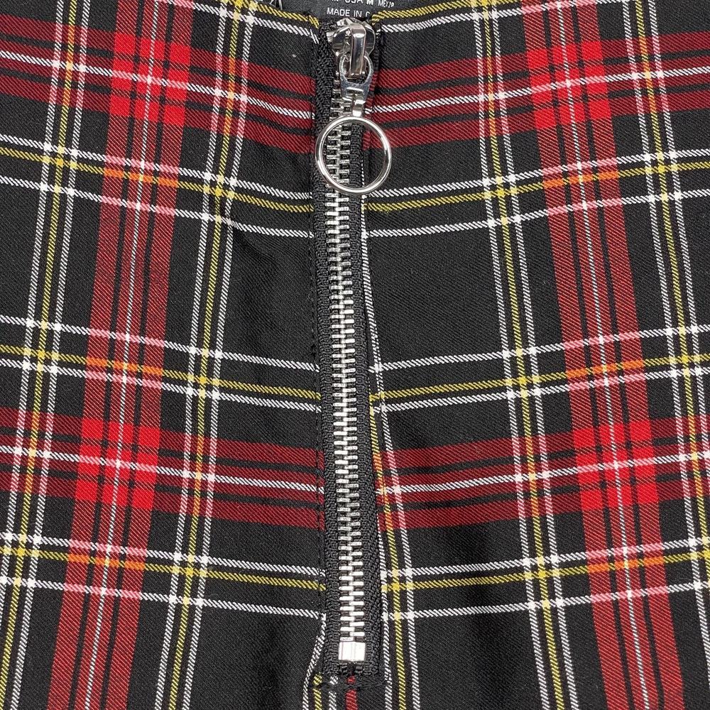 2/$30 ZARA Tartan Plaid Zip-up Skinny Pants Ring Pull Medium Red Black #7310 - Picture 5 of 16
